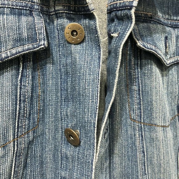 Vintage 70s Pinstripe Denim Jacket - Sentico the Legendary Jean Jacket Size: M - Picture 4 of 7